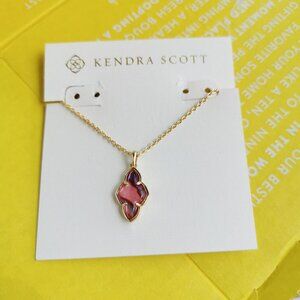 Kendra Scott Framed Abbie Light Burgundy Necklace - Gold